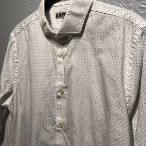Express - Fitted Dotted Button-Down Dress Shirt